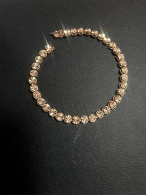 Vintage Beverly Hills Gold 14K Yellow Gold Diamond-Cut Tennis Bracelet 7.5"